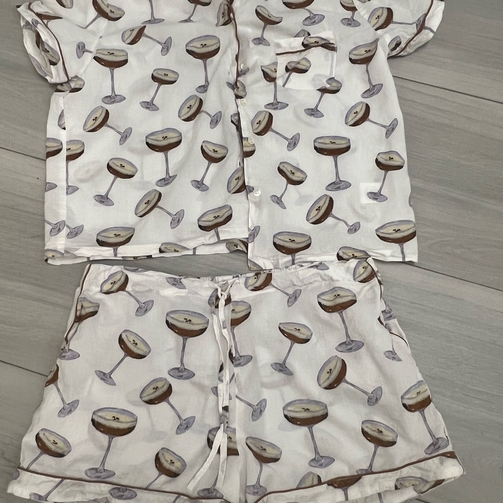 Crafted by Mahogany Women's Espresso Martini Pajama Set Sz L Coastal Grandma